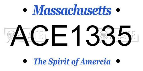 ACE1335 Massachusetts License Plate