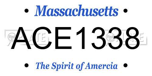 ACE1338 Massachusetts License Plate