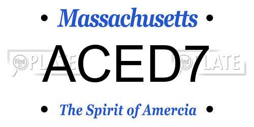 ACED7 Massachusetts License Plate