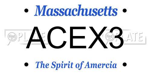 ACEX3 Massachusetts License Plate