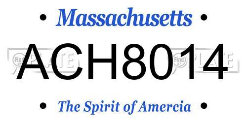 ACH8014 Massachusetts License Plate
