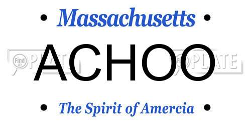 ACHOO Massachusetts License Plate