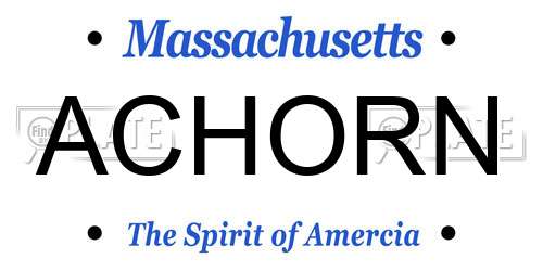 ACHORN Massachusetts License Plate