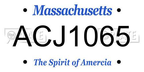 ACJ1065 Massachusetts License Plate