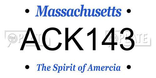 ACK143 Massachusetts License Plate