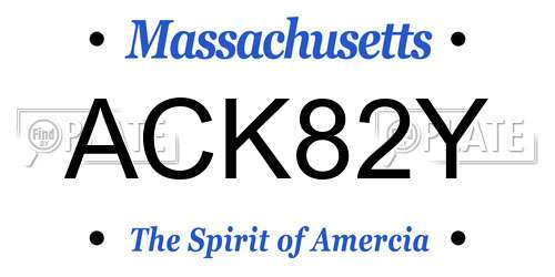ACK82Y Massachusetts License Plate
