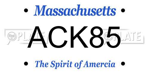 ACK85 Massachusetts License Plate