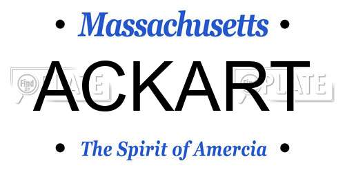 ACKART Massachusetts License Plate