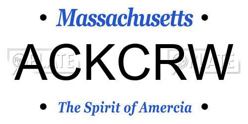 ACKCRW Massachusetts License Plate