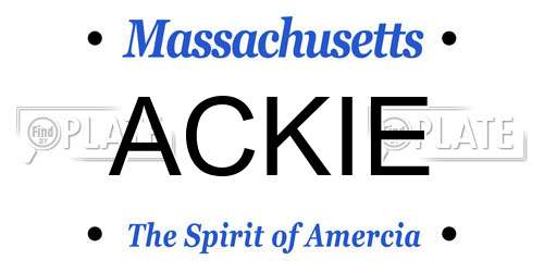ACKIE Massachusetts License Plate