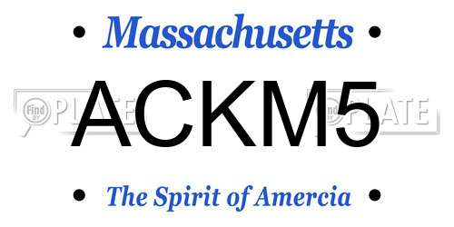 ACKM5 Massachusetts License Plate