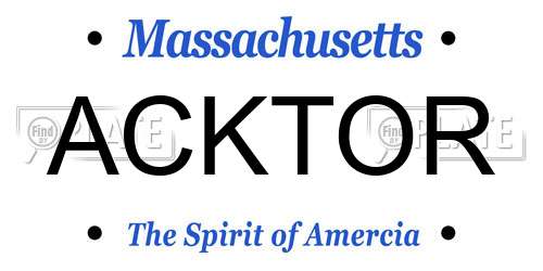 ACKTOR Massachusetts License Plate