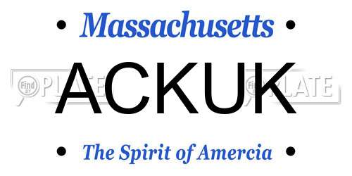 ACKUK Massachusetts License Plate