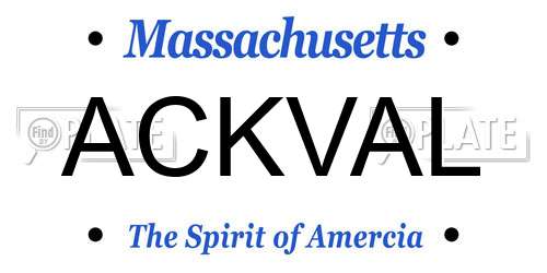 ACKVAL Massachusetts License Plate