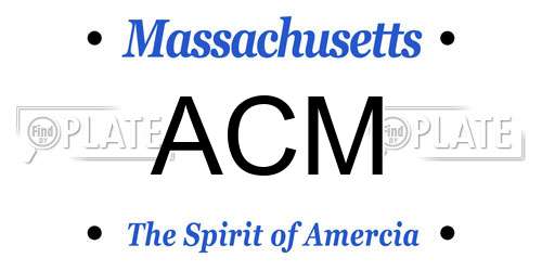 ACM Massachusetts License Plate