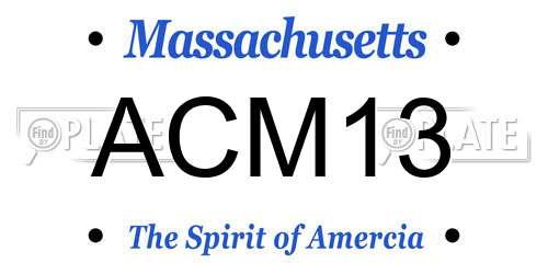 ACM13 Massachusetts License Plate