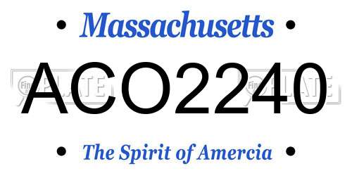 ACO2240 Massachusetts License Plate