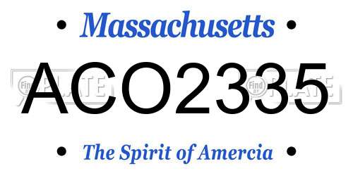 ACO2335 Massachusetts License Plate