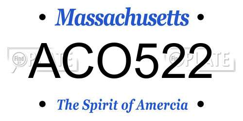 ACO522 Massachusetts License Plate