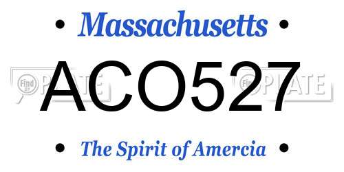 ACO527 Massachusetts License Plate