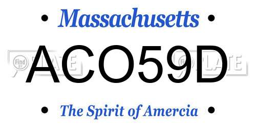 ACO59D Massachusetts License Plate
