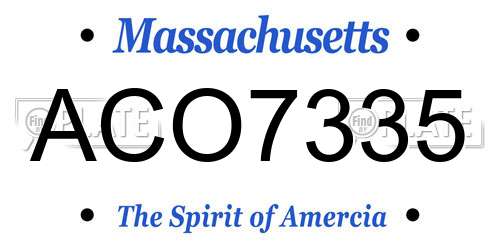 ACO7335 Massachusetts License Plate