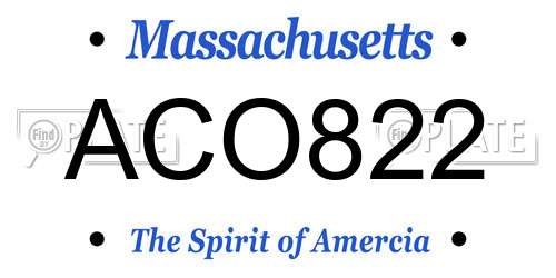 ACO822 Massachusetts License Plate