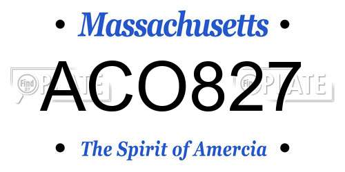 ACO827 Massachusetts License Plate