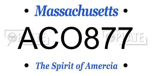 ACO877 Massachusetts License Plate