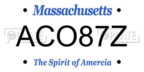 ACO87Z Massachusetts License Plate