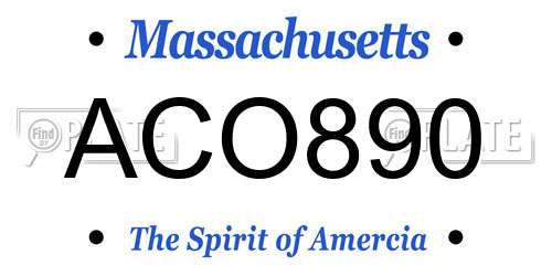 ACO890 Massachusetts License Plate