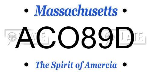 ACO89D Massachusetts License Plate
