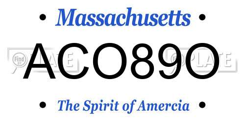 ACO89O Massachusetts License Plate