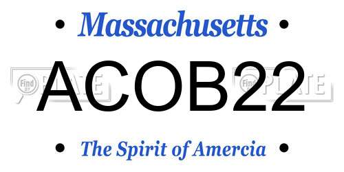 ACOB22 Massachusetts License Plate