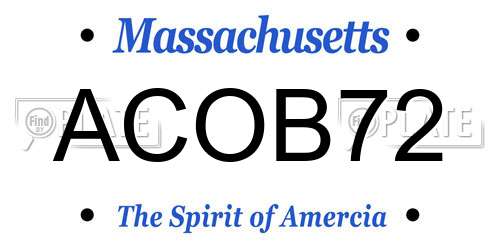 ACOB72 Massachusetts License Plate
