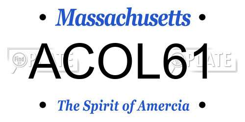 ACOL61 Massachusetts License Plate