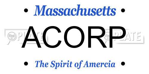ACORP Massachusetts License Plate