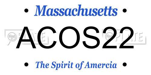 ACOS22 Massachusetts License Plate