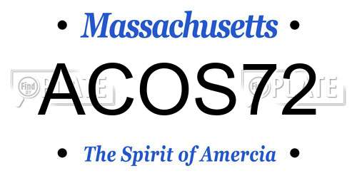 ACOS72 Massachusetts License Plate