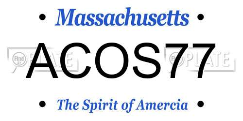 ACOS77 Massachusetts License Plate