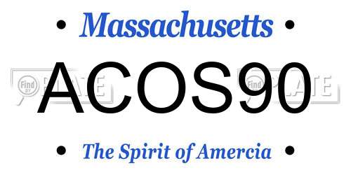 ACOS90 Massachusetts License Plate