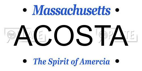 ACOSTA Massachusetts License Plate