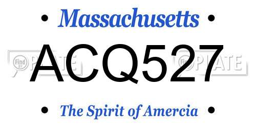 ACQ527 Massachusetts License Plate