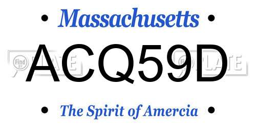 ACQ59D Massachusetts License Plate