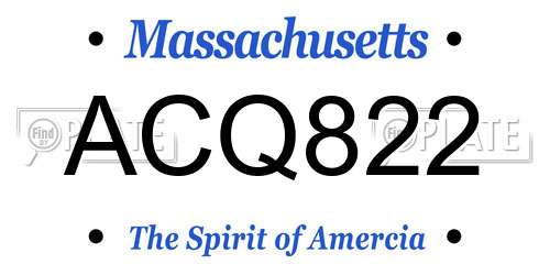 ACQ822 Massachusetts License Plate