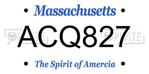 ACQ827 Massachusetts License Plate