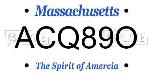ACQ89O Massachusetts License Plate