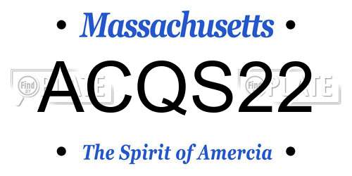ACQS22 Massachusetts License Plate