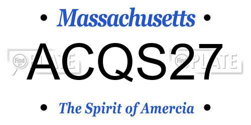 ACQS27 Massachusetts License Plate