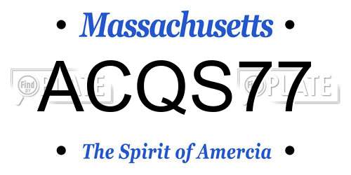 ACQS77 Massachusetts License Plate